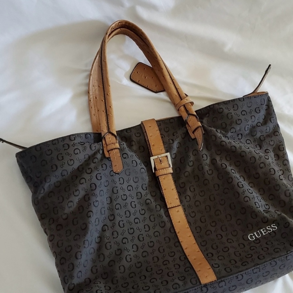 GUESS Black and Brown Tote Bag